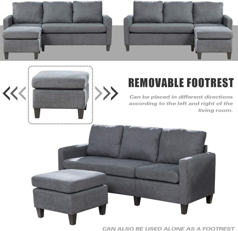 Sofa Sectional Sofa Futon Sofa for Living Room Modern Sofa Couches and Sofas Corner Sofa Furniture Set Sofa Set (Grey)