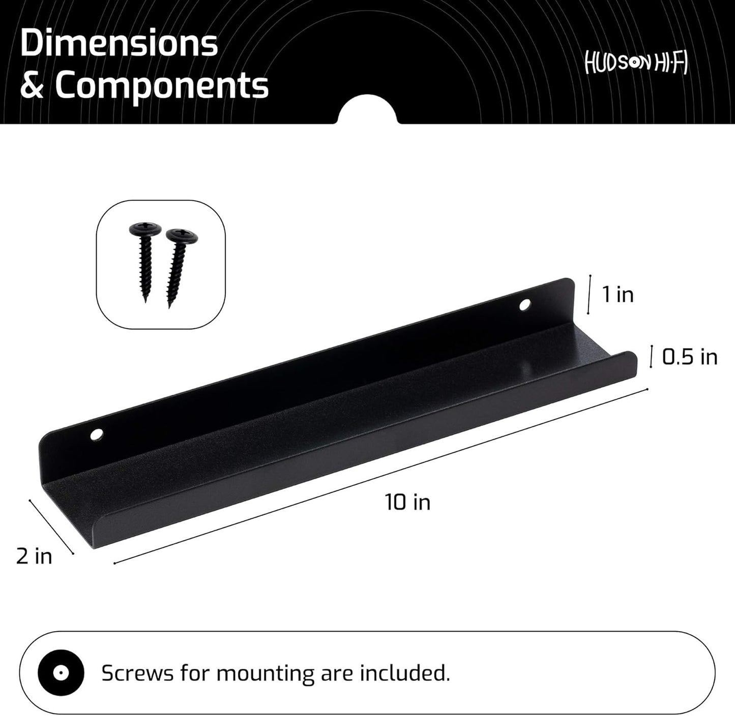 LP Vinyl Record Wall Display Shelf - Display Your Favorite LP Records in Style (6 Pack, Black)