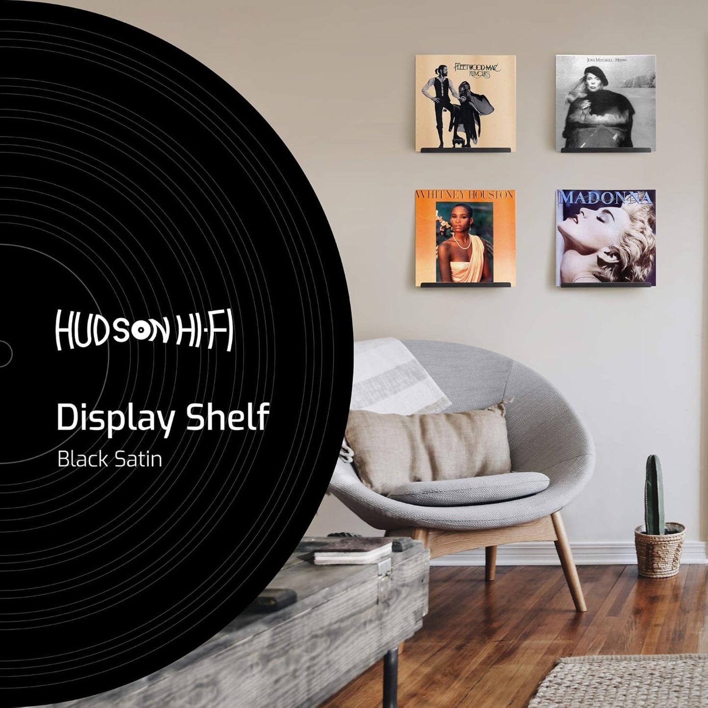 LP Vinyl Record Wall Display Shelf - Display Your Favorite LP Records in Style (6 Pack, Black)
