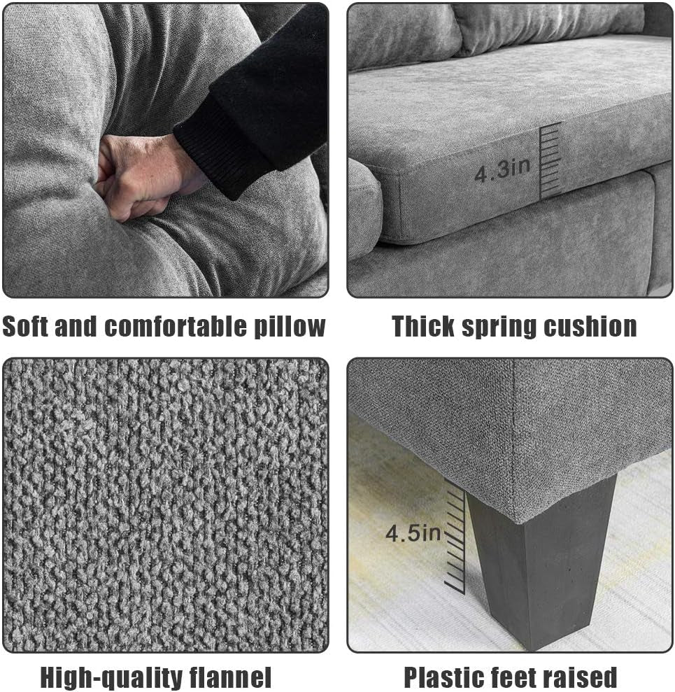 Sofa Sectional Sofa Futon Sofa for Living Room Modern Sofa Couches and Sofas Corner Sofa Furniture Set Sofa Set (Grey)