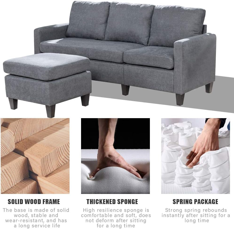 Sofa Sectional Sofa Futon Sofa for Living Room Modern Sofa Couches and Sofas Corner Sofa Furniture Set Sofa Set (Grey)