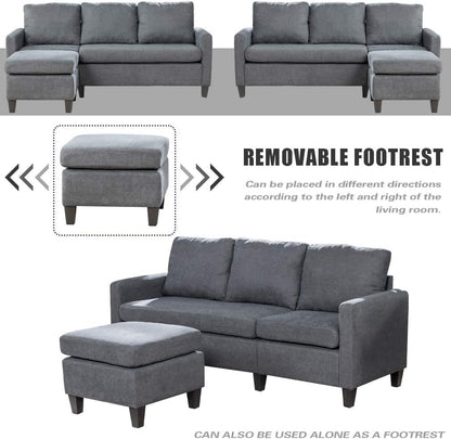 Sofa Sectional Sofa Futon Sofa for Living Room Modern Sofa Couches and Sofas Corner Sofa Furniture Set Sofa Set (Grey)