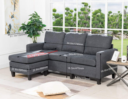 Sofa Sectional Sofa Futon Sofa for Living Room Modern Sofa Couches and Sofas Corner Sofa Furniture Set Sofa Set (Grey)