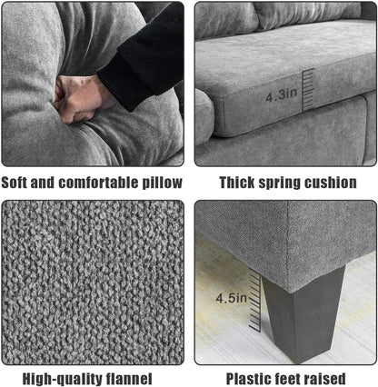Sofa Sectional Sofa Futon Sofa for Living Room Modern Sofa Couches and Sofas Corner Sofa Furniture Set Sofa Set (Grey)