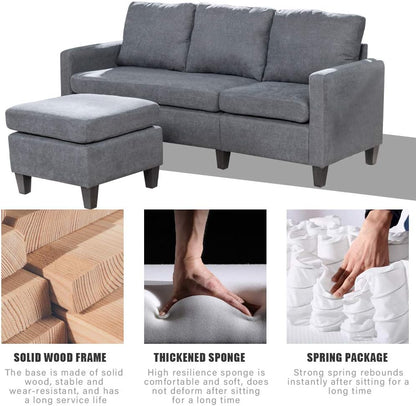 Sofa Sectional Sofa Futon Sofa for Living Room Modern Sofa Couches and Sofas Corner Sofa Furniture Set Sofa Set (Grey)